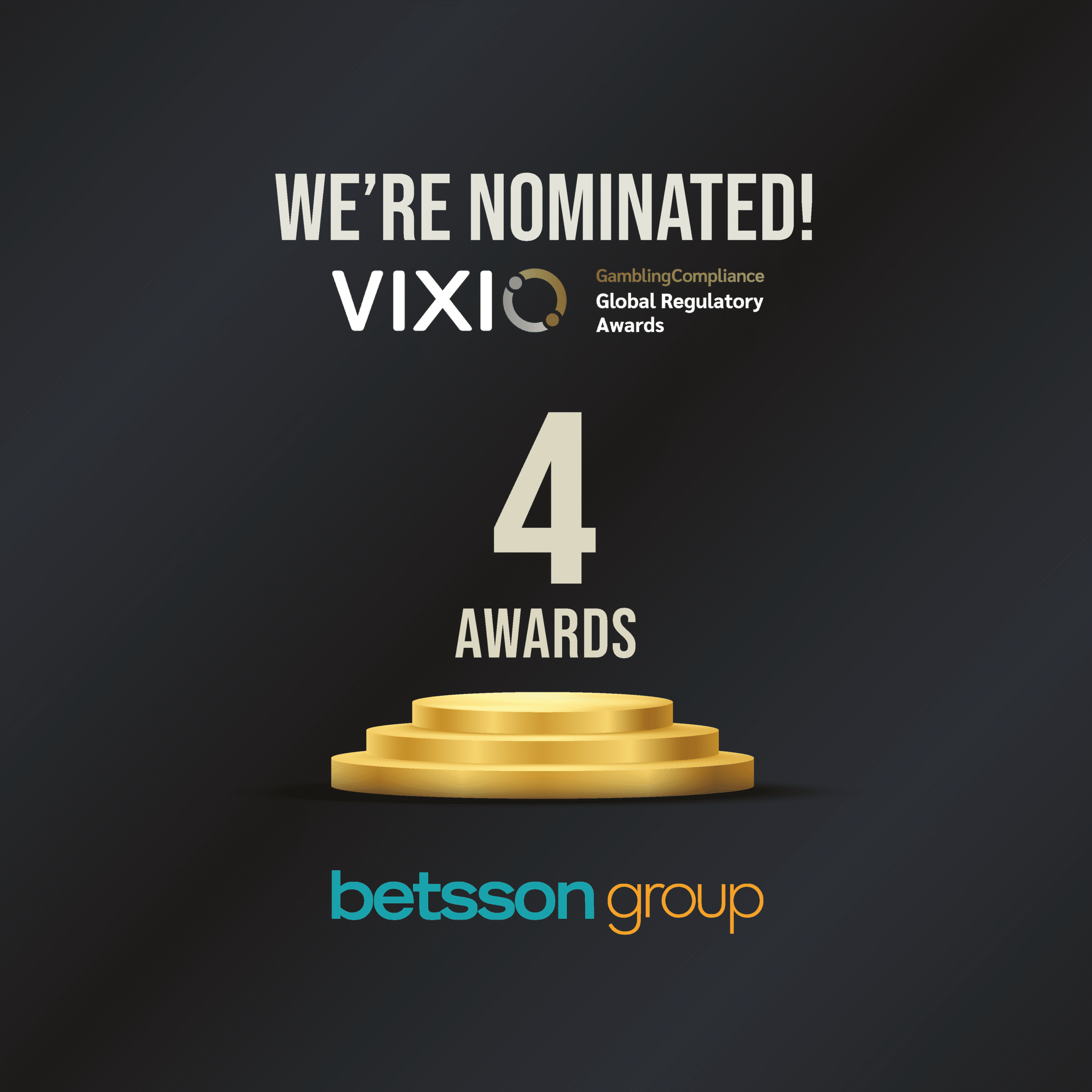 Betsson Group shortlisted for 4 awards at the Global Regulatory Awards 