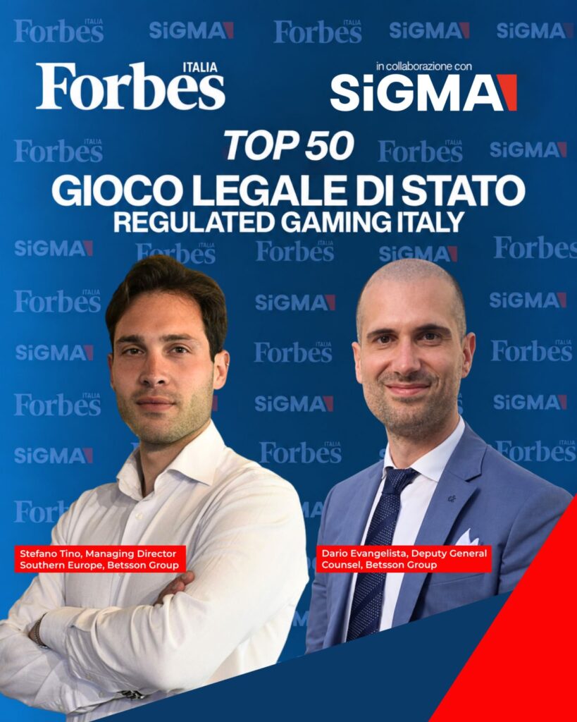 Stefano Tino and Dario Evangelista Recognised in Forbes Italia's Top 50 Gioco Legale di Stato 2026